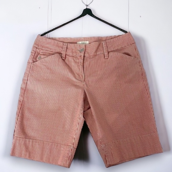 Loft Pin Stripe Red Bermuda Preppy Shorts, Size 4 - Picture 1 of 8